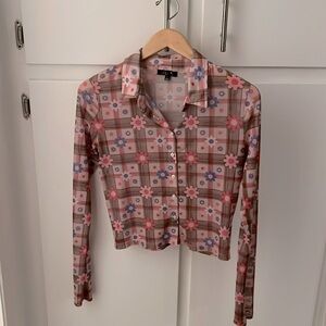 Dolls kill Delia’s Flower Long Sleeve Button Down